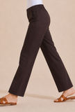 Brown Straight-Fit Cotton Pants