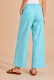 Aqua Blue Wide-Leg Cotton Pants