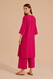 Set Of 2: Fuchsia Pink Cotton Kurta & Palazzo