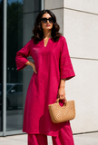 Fuchsia Pink Cotton Kurta