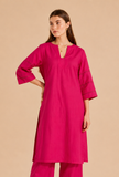 Fuchsia Pink Cotton Kurta