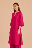Fuchsia Pink Cotton Kurta