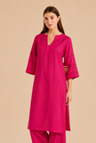 Fuchsia Pink Cotton Kurta