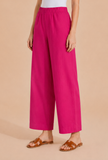 Fuchsia Pink Wide-Leg Cotton Pants