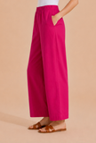 Fuchsia Pink Wide-Leg Cotton Pants