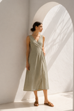 Sage Green Wrap Midi Dress