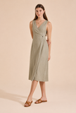 Sage Green Wrap Midi Dress