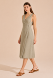 Sage Green Wrap Midi Dress