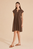 Chocolate Brown Pintuck Cotton Dress