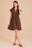 Chocolate Brown Pintuck Cotton Dress