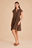 Chocolate Brown Pintuck Cotton Dress
