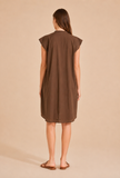 Chocolate Brown Pintuck Cotton Dress