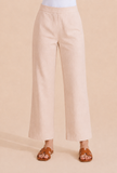 Set Of 2: Beige Cotton Kurta & Straight Pants