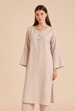 Beige Cotton Straight Kurta