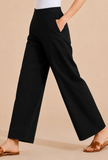 Black Wide-Leg Cotton Pants