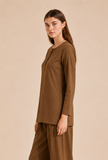 Mocha Brown Textured Cotton Kurta