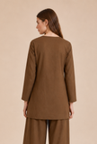 Mocha Brown Textured Cotton Kurta