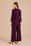 Set Of 2: Deep Plum Cotton Kurta & Palazzo
