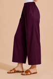 Deep Plum Wide-Leg Cotton Pants