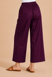 Deep Plum Wide-Leg Cotton Pants