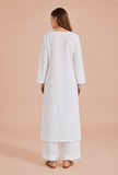 Set Of 2: Ivory Essence Straight Kurta & Palazzo