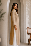 Golden Beige Textured Tissue Silk Straight Kurta