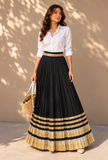 Black & Gold Gamthi Pleated Flared Skirt