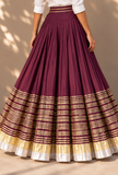 Wine Purple & Gold Gamthi Flared Skirt