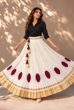 Ivory Gamthi Pleated Flared Skirt