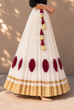 Ivory Gamthi Pleated Flared Skirt