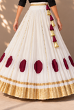 Ivory Gamthi Pleated Flared Skirt