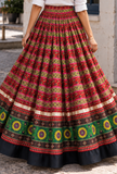 Multicolor Gamthi Printed Pleated Flared Skirt