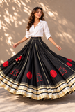 Black & Red Gamthi Pleated Flared Skirt