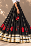 Black & Red Gamthi Pleated Flared Skirt
