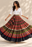 Multicolor Traditional Gamthi Pleated Flared Skirt