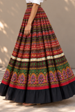 Multicolor Traditional Gamthi Pleated Flared Skirt