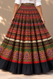 Multicolor Traditional Gamthi Pleated Flared Skirt