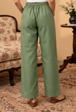 Set of 2: Sage Green Cashmilon Phiran & Pant with Kutch Embroidered Lace- Free Size