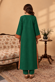 Set of 2: Emerald Green Cashmilon Phiran & Pant Set with Kutch Embroidered Lace- Free Size