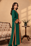 Emerald Green Cashmilon Phiran with Kutch Embroidered Lace- Free Size