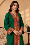 Emerald Green Cashmilon Phiran with Kutch Embroidered Lace- Free Size