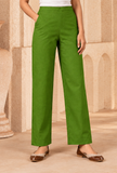 Set of 2: Lime Green Cashmilon Phiran & Pant Set with Kutch Embroidered Lace- Free Size