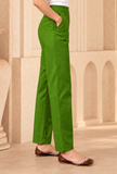Set of 2: Lime Green Cashmilon Phiran & Pant Set with Kutch Embroidered Lace- Free Size