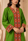 Lime Green Cashmilon Phiran with Kutch Embroidered Lace- Free Size