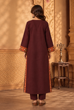 Set of 2: Wine Maroon Cashmilon Phiran & Pant Set with Kutch Embroidered Lace- Free Size