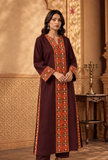 Wine Maroon Cashmilon Phiran with Kutch Embroidered Lace- Free Size