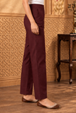 Wine Maroon Cashmilon Straight-Fit Pants