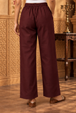 Wine Maroon Cashmilon Straight-Fit Pants
