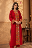 Ruby Red Cashmilon Phiran with Kutch Embroidered Lace- Free Size