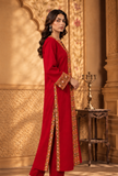 Ruby Red Cashmilon Phiran with Kutch Embroidered Lace- Free Size